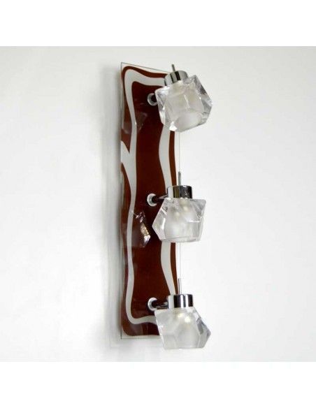 APLIQUE DE PARED TRES FOCO WENGUE Y CRISTAL