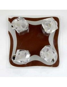 PLAFON DE TECHO CUATRO FOCOS WENGUE Y CRISTAL