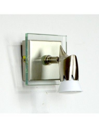 APLIQUE DE TECHO ACERO CON CRISTAL UN FOCO