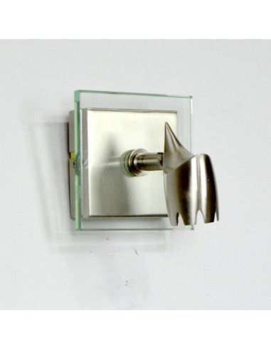 APLIQUE DE TECHO ACERO CON CRISTAL UN FOCO