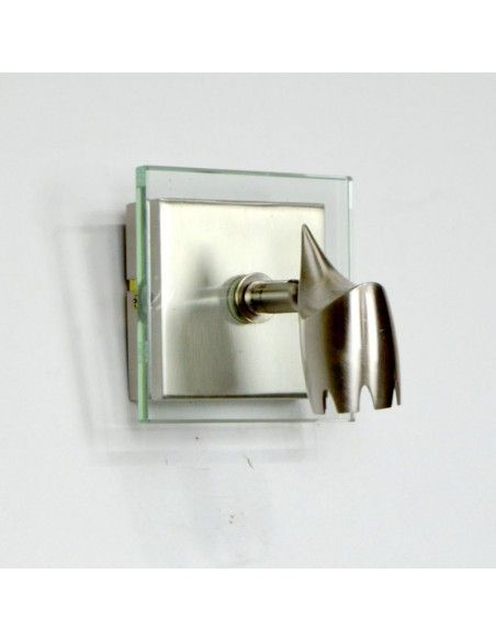 APLIQUE DE TECHO ACERO CON CRISTAL UN FOCO