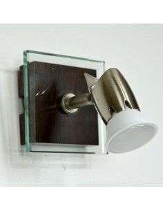 APLIQUE DE TECHO ACERO CON CRISTAL Y WENGUE UN FOCO