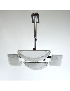COLGANTE EN ACERO CON VIDRIO OCHO LUCES 2