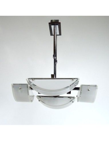 COLGANTE EN ACERO CON VIDRIO OCHO LUCES