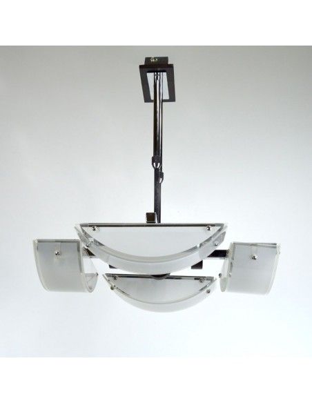 COLGANTE EN ACERO CON VIDRIO OCHO LUCES