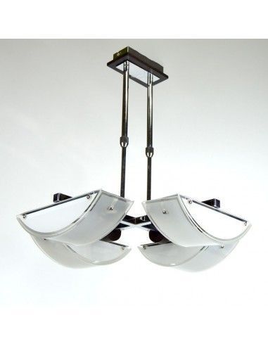 COLGANTE EN ACERO CON VIDRIO OCHO LUCES