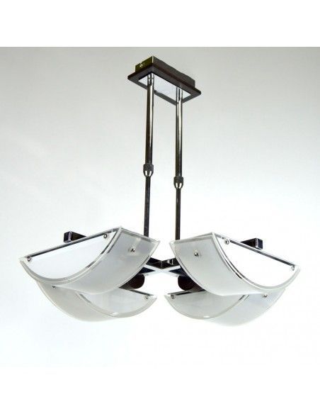COLGANTE EN ACERO CON VIDRIO OCHO LUCES