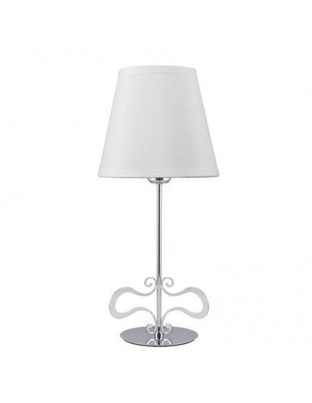 LAMPARA SOBREMESA CROMO PANTALLA BLANCA