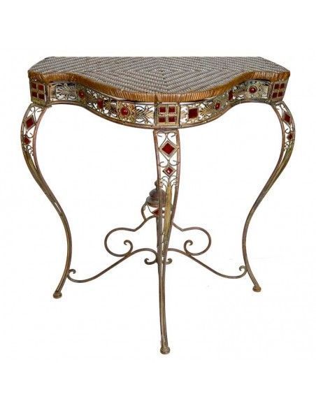 CONSOLA DE FORJA Y RATTAN