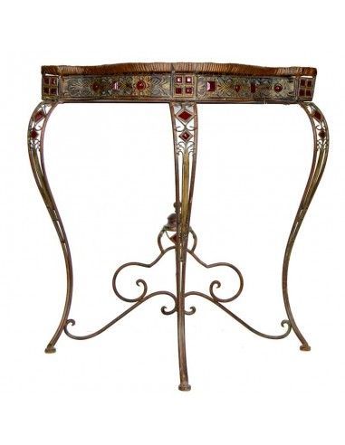 CONSOLA DE FORJA Y RATTAN