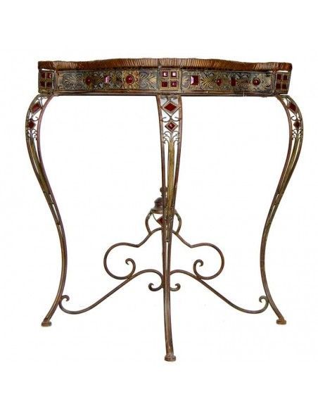 CONSOLA DE FORJA Y RATTAN