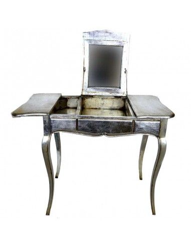 MESA AUXILIAR DE MADERA CON PAN DE PLATA