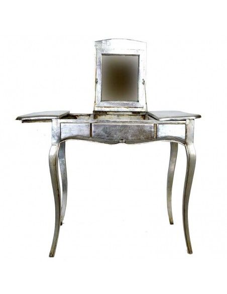 MESA AUXILIAR DE MADERA CON PAN DE PLATA
