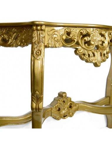 CONSOLA Y ESPEJO DE MADERA ORO ENVEJECIDO
