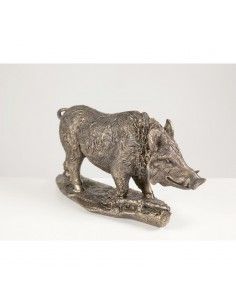 FIGURA JABALI PLATEADO RESINA