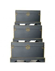 SET DE TRES BAULES NEGRO - ORO