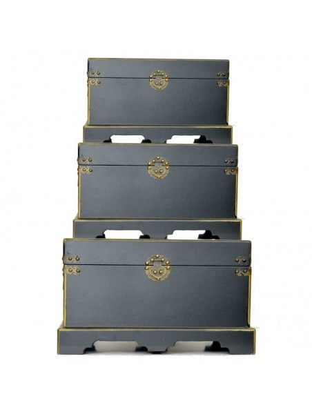 SET DE TRES BAULES NEGRO - ORO