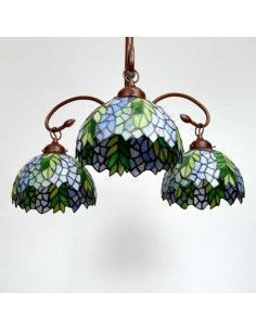 LAMPARA DE TECHO TIFFANY FLORAL VERDE - AZUL 2