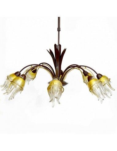 LAMPARA DE TECHO TULIPA FLOR AMBAR