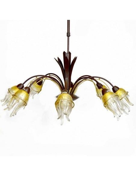 LAMPARA DE TECHO TULIPA FLOR AMBAR