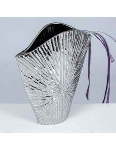 FLORERO PLANO CERAMICA PLATA