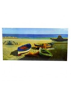 CUADRO DE BARCAS EN LA PLAYA SOBRE ARENA