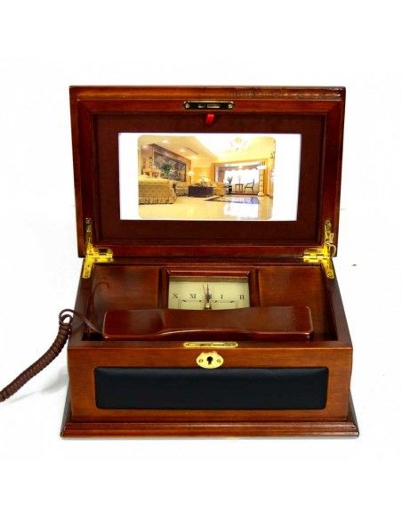 TELEFONO VINTAGE EN CAJA DE MADERA