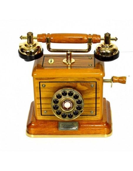 TELEFONO VINTAGE DE MADERA ROBLE