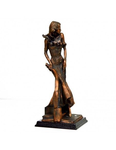 FIGURA DE MUJER EN RESINA COBRIZO