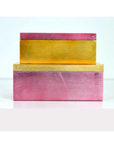 CAJA DE MADERA SET DE DOS ROSA