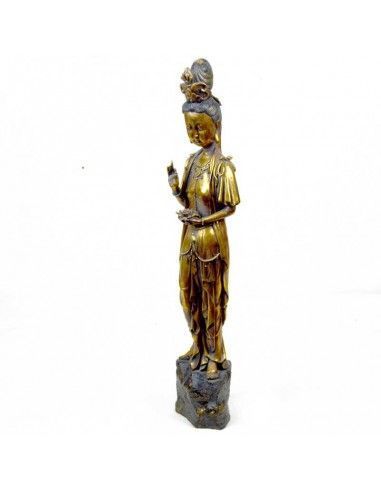 FIGURA DE DIOSA COLOR ORO VIEJO
