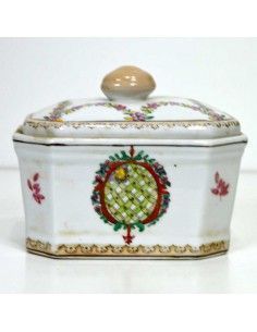 CAJA OCTOGONAL DE PORCELANA ANTIGUO