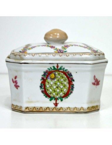 CAJA OCTOGONAL DE PORCELANA ANTIGUO