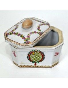 CAJA OCTOGONAL DE PORCELANA ANTIGUO 2