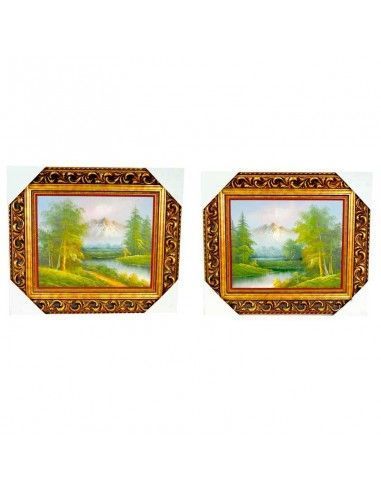 PAREJA DE CUADROS DE MADERA CON PAISAJE