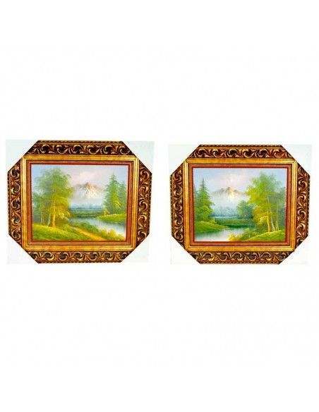 PAREJA DE CUADROS DE MADERA CON PAISAJE