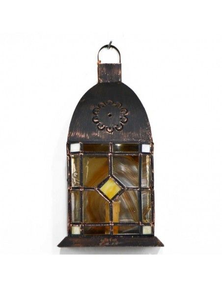 APLIQUE DE PARED OPALINA - COBRE CON FLOR