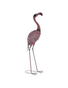FIGURA FLAMENCO METAL ROSA - GRIS