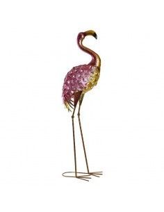 FIGURA FLAMENCO METAL ROSA