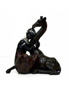 FIGURA DE AFRICANA CON JIRAFA