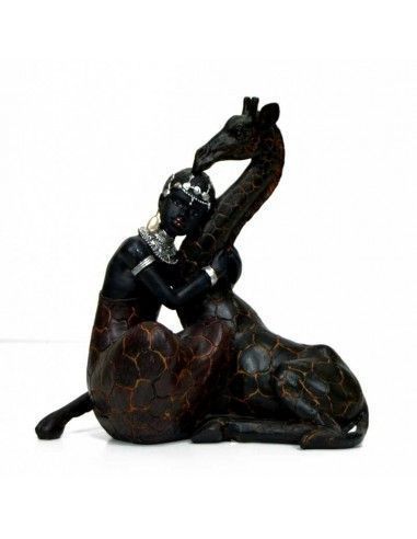 FIGURA DE AFRICANA CON JIRAFA
