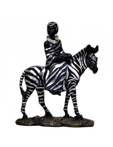 FIGURA MUJER AFRICANA CON CEBRA