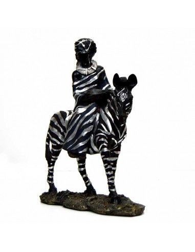 FIGURA MUJER AFRICANA CON CEBRA