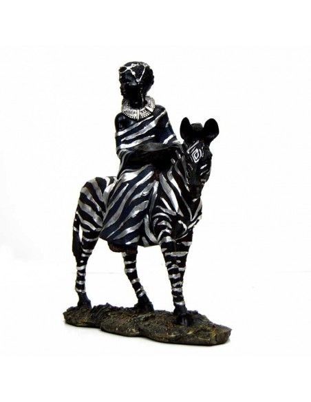FIGURA MUJER AFRICANA CON CEBRA