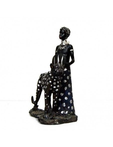 FIGURA MUJER AFRICANA CON GUEPARDO