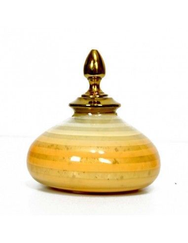 TIBOR DE VIDRIO CREMA - ORO