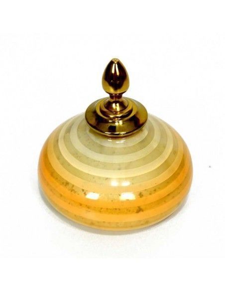 TIBOR DE VIDRIO CREMA - ORO
